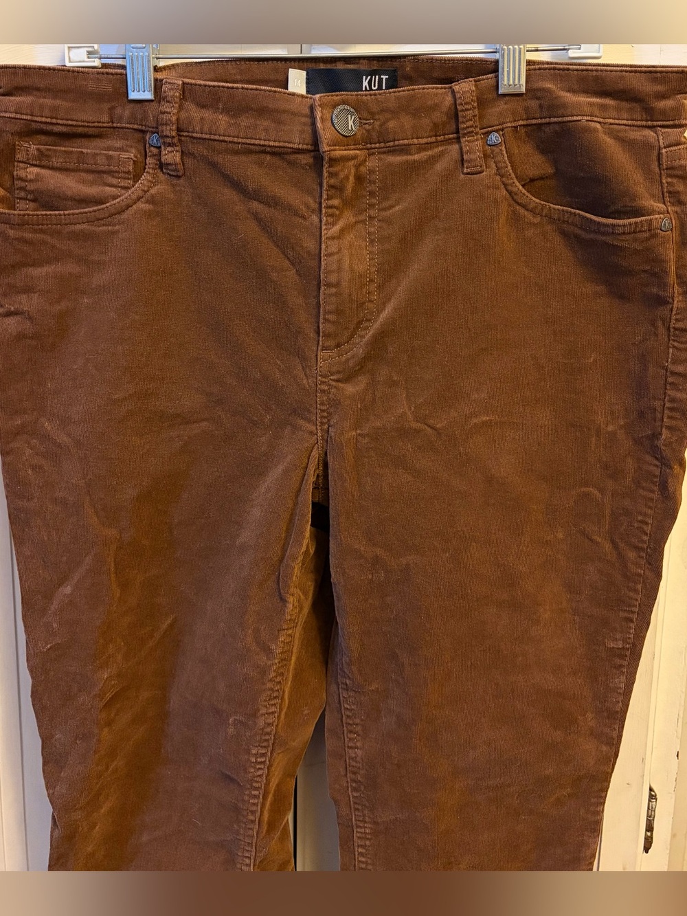 KUT from the Kloth Mia Toothpick Skinny Brown Corduroy Pants Stretch - Picture 3 of 9